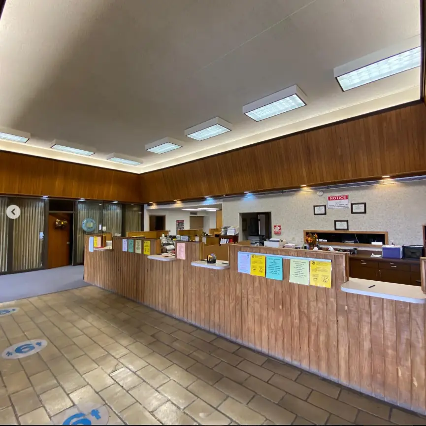Transaction counter glazing, service lobby